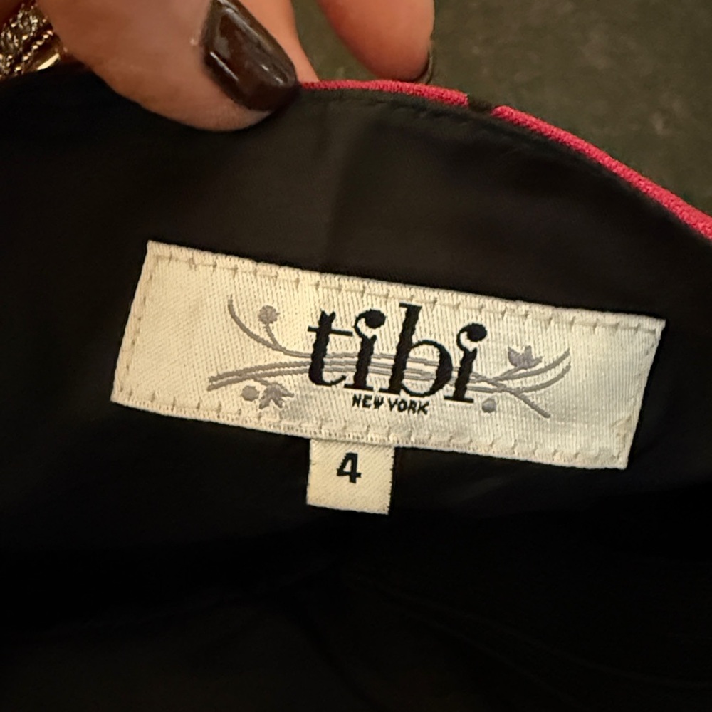 Anthropologie Tibi Sweetheart Neck Red/Black Floral Strapless Midi Dress Size 4 - Picture 3 of 14